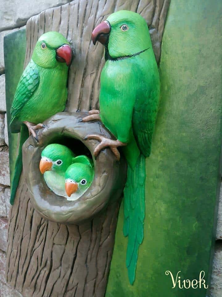 How to make parrot family from clay art Simple Craft Ideas