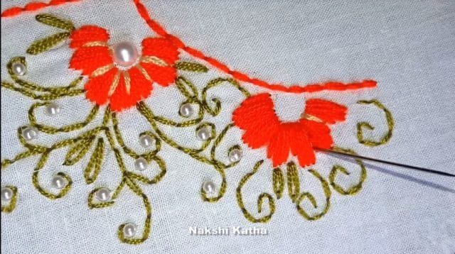 Hand embroidery neck designs