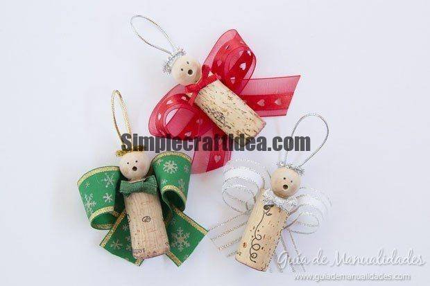 Christmas angels with corks and ribbons