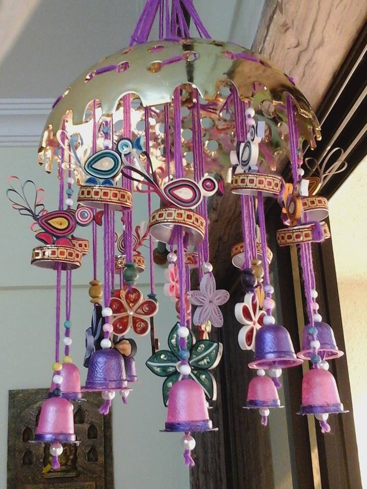 Make quilling bird wind chime