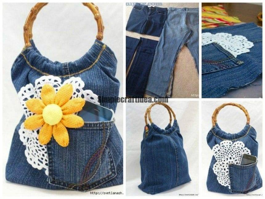 Cute bag of old jeans - Simple Craft Idea