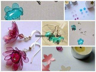 Plastic bottles flower earrings