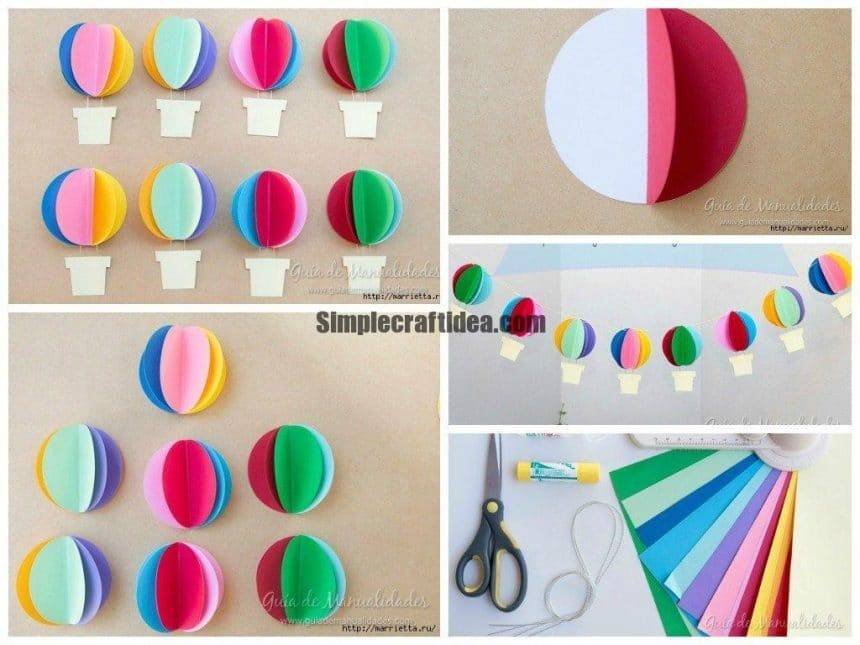 Bright garland with paper balloons