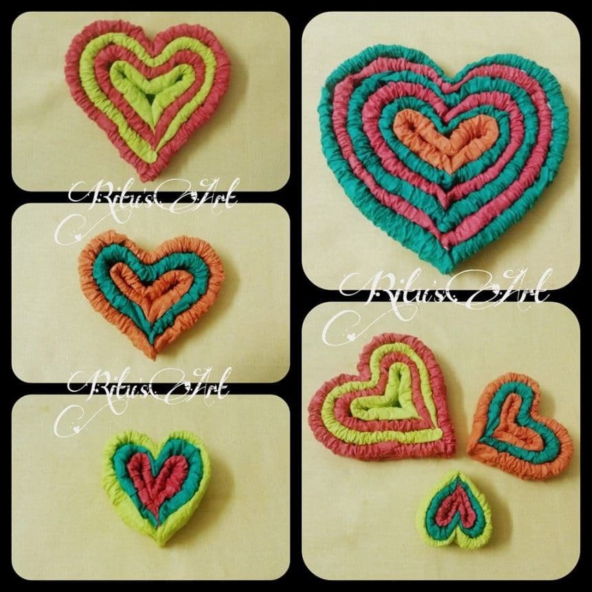Heart shape crepe paper wall hanging.