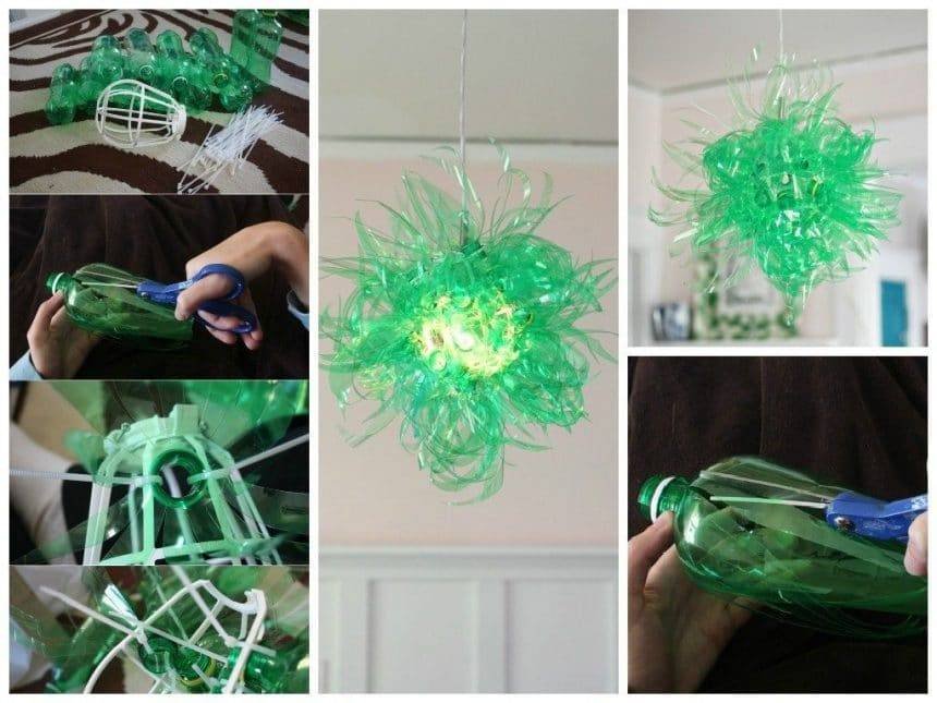 Lamp made with bottles