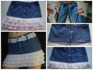 Jeans transform a skirt