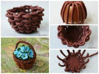 Flower basket from polymer clay