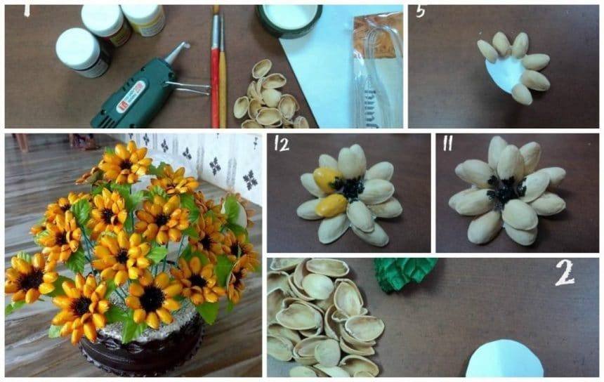 Pista shell flowers - Simple Craft Ideas