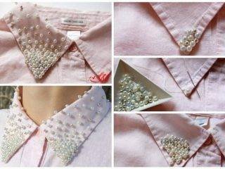 Shirt collar with beads