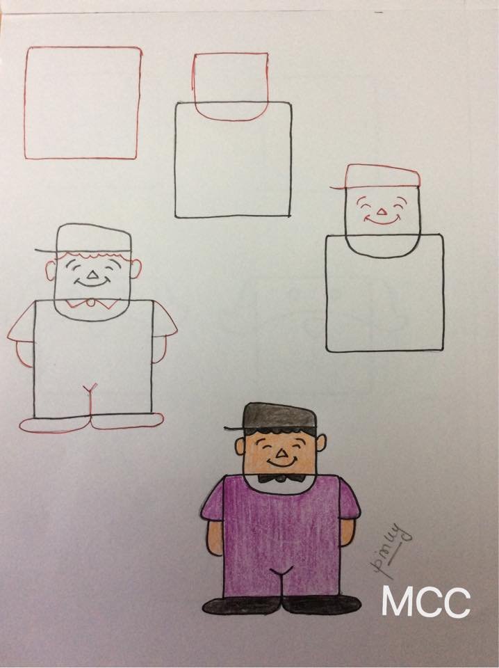 Kids friendly drawings with squares as a base - Simple 