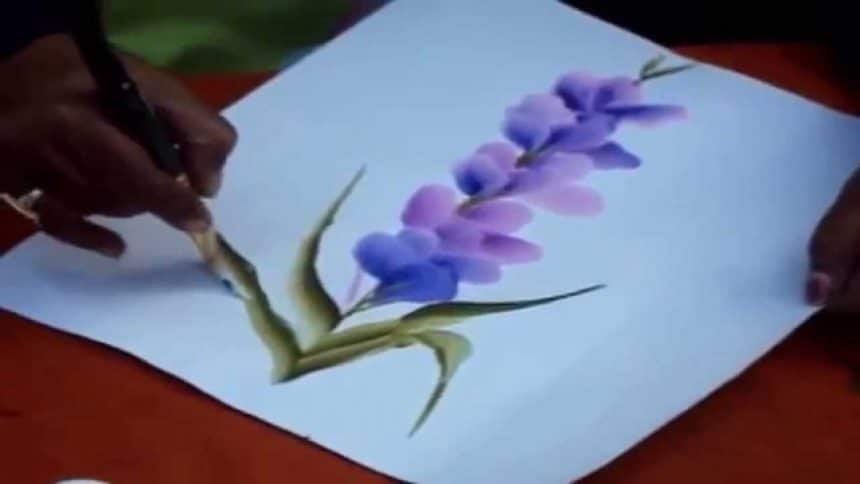 Different types of flowers from one stroke painting 