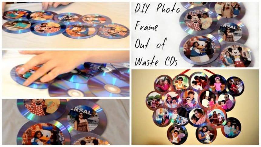 photo frame out of waste CDs
