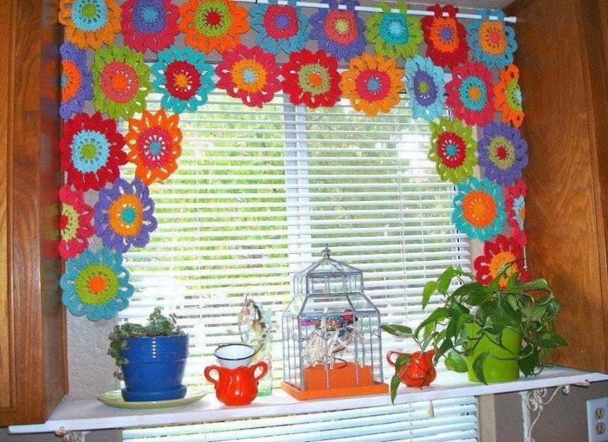 crochet flower curtains