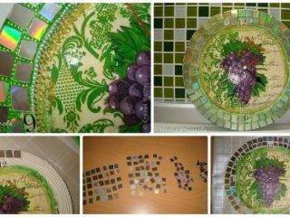 decoupage technique and covered with mosaics
