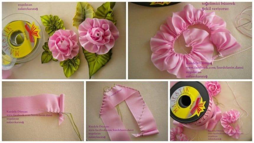 How to make rose from satin ribbon