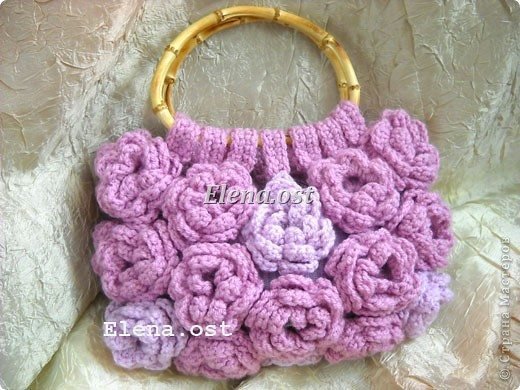 "Pink Rose" knitted bag