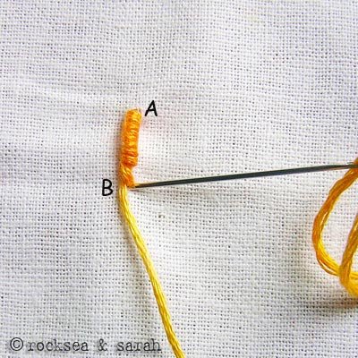 bullion knot stitch flower