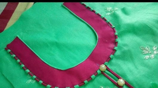 Dori and piping round neck design cutting and stitching 