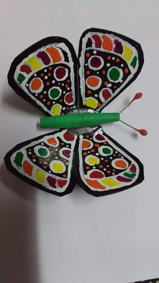  butterfly and flower from waste CD