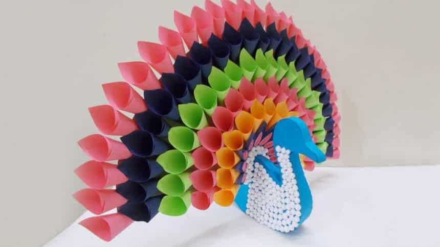 multicolored paper peacock