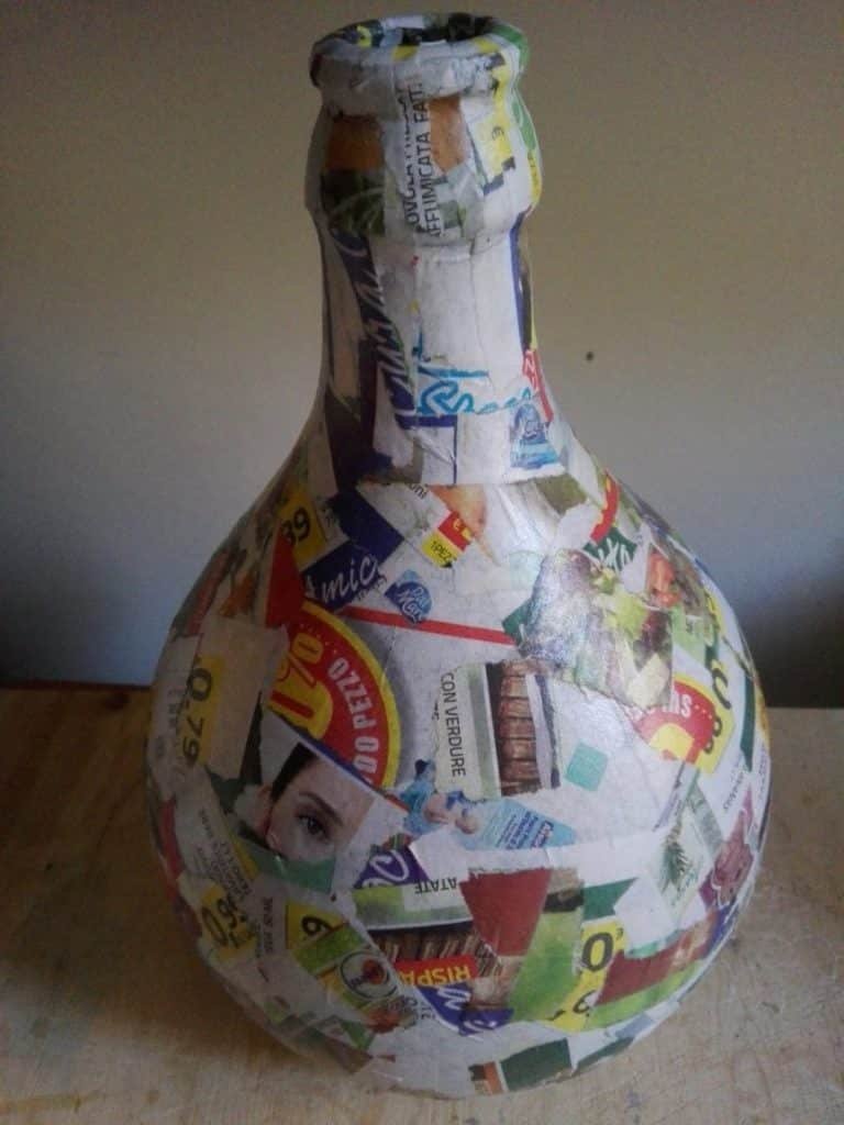 Carboy decorated with paper straws
