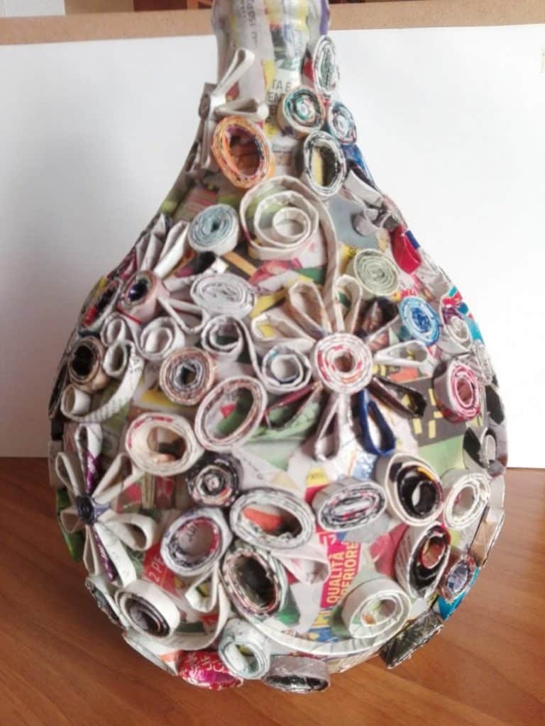 Carboy decorated with paper straws