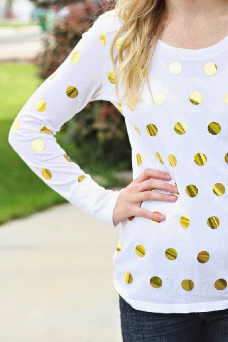 gold foil polka dot shirt
