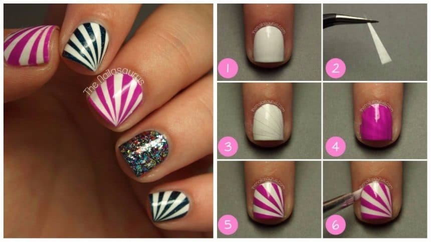 pretty starburst nails with tape