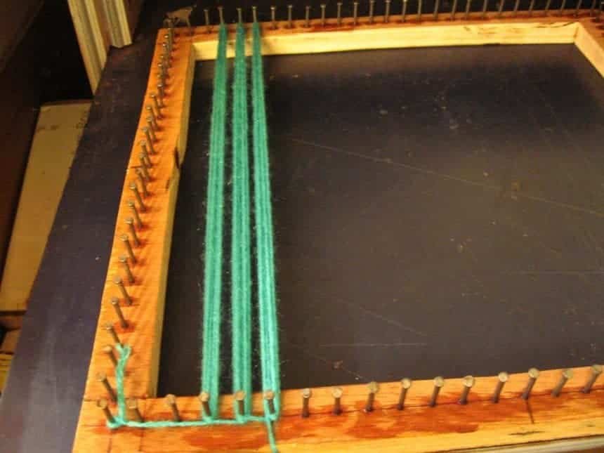 small table mat with home made loom