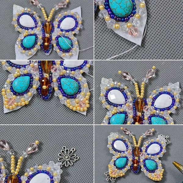 3-starnd beaded butterfly necklace