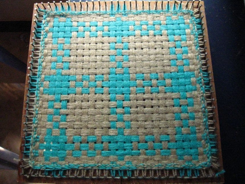 small table mat with home made loom