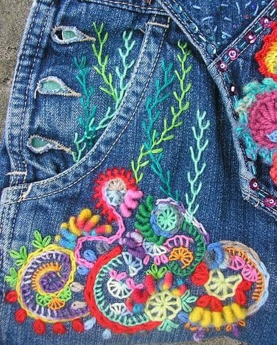 Embroidery for old jeans - Simple Craft Ideas