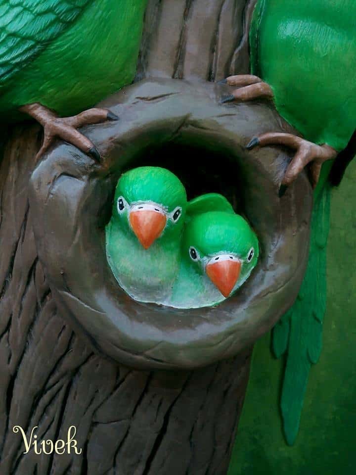 parrot family from clay art