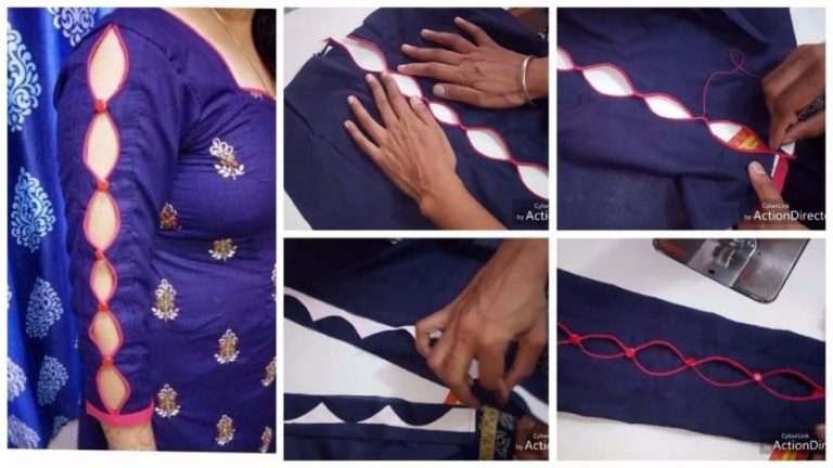 Designer sleeves cutting and stitching