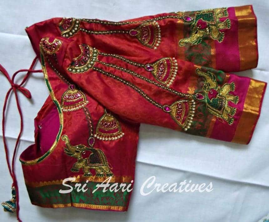 Jhumka design using beads embroidery for kurtas - Simple 