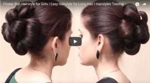 Flower bun hairstyle for girls