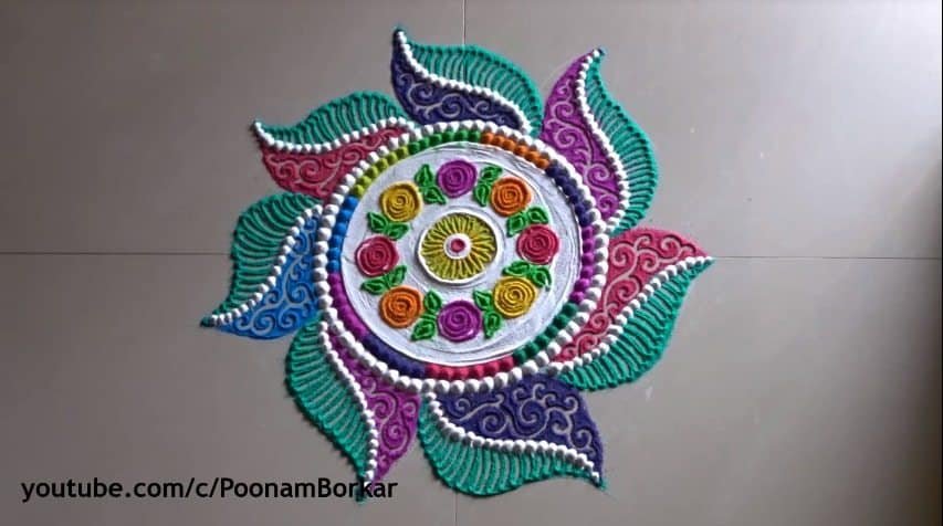 Beautiful and innovative multicoloured rangoli for diwali