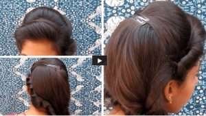 Side puff with fishtail braid hairstyle