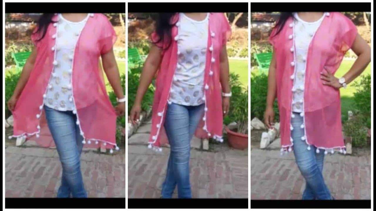 Recycle old dupatta into long shrug