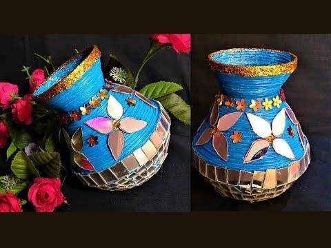  vase from newspaper and old CD
