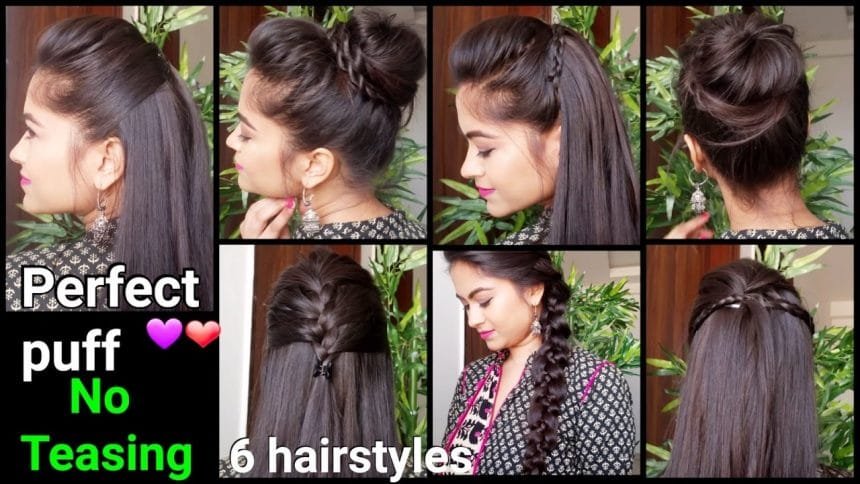 1 Min perfect puff hairstyles for medium to long hair - Simple Craft Ideas