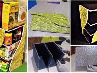 How to make kitchen rack from bubble wrap and cardboard