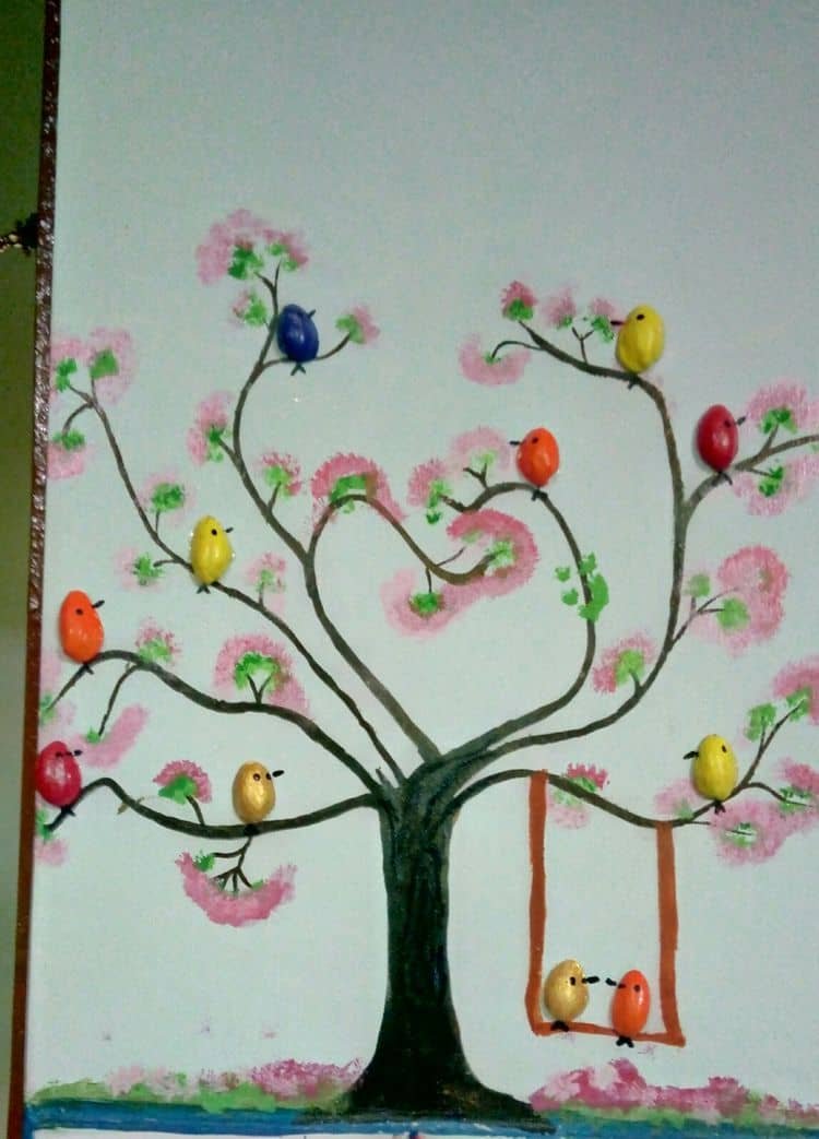 Pista shell bird for wall decoration - Simple Craft Ideas