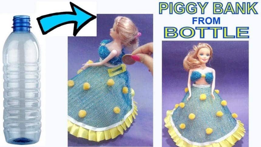 How to make doll piggy bank from plastic bottle