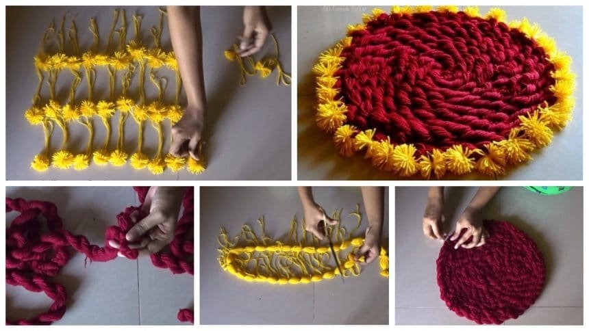 how to make mat with woolen thread