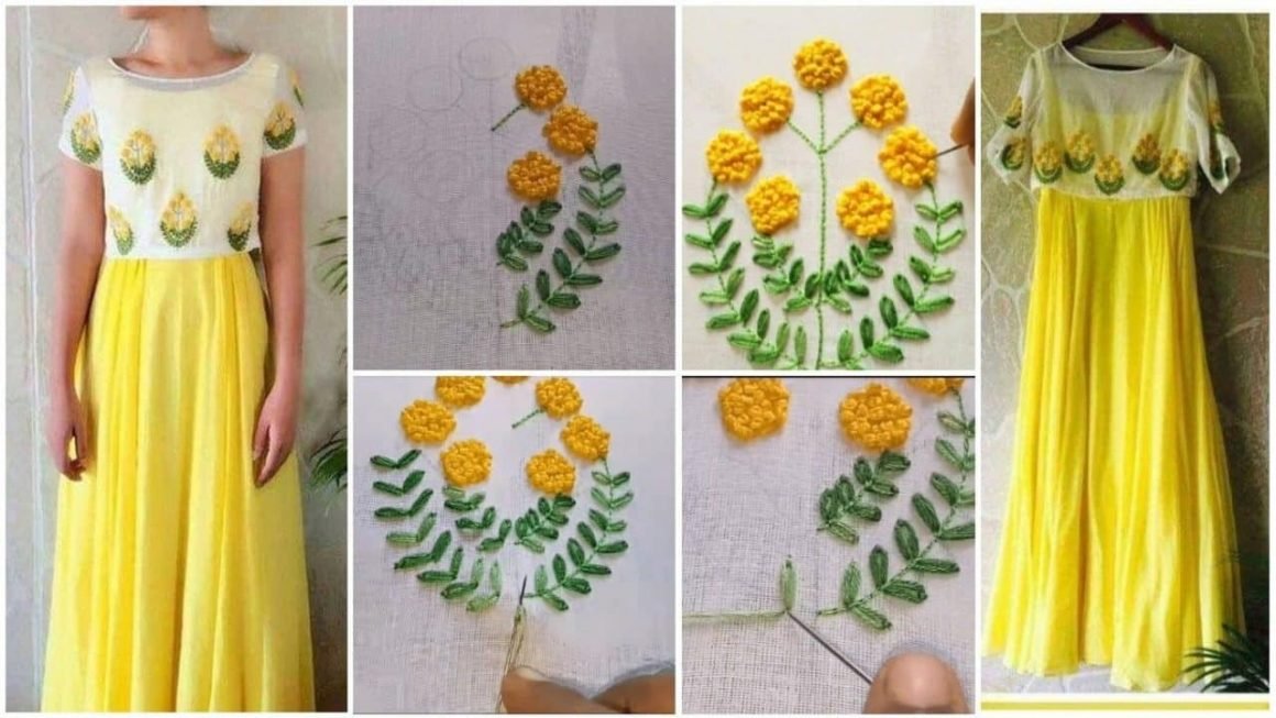 embroidery design on kurthi