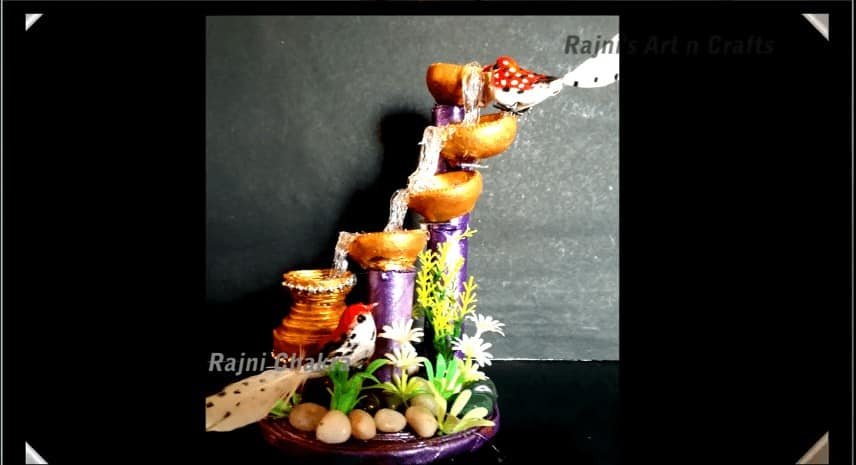 How to make artificial waterfall showpiece with waste meterials