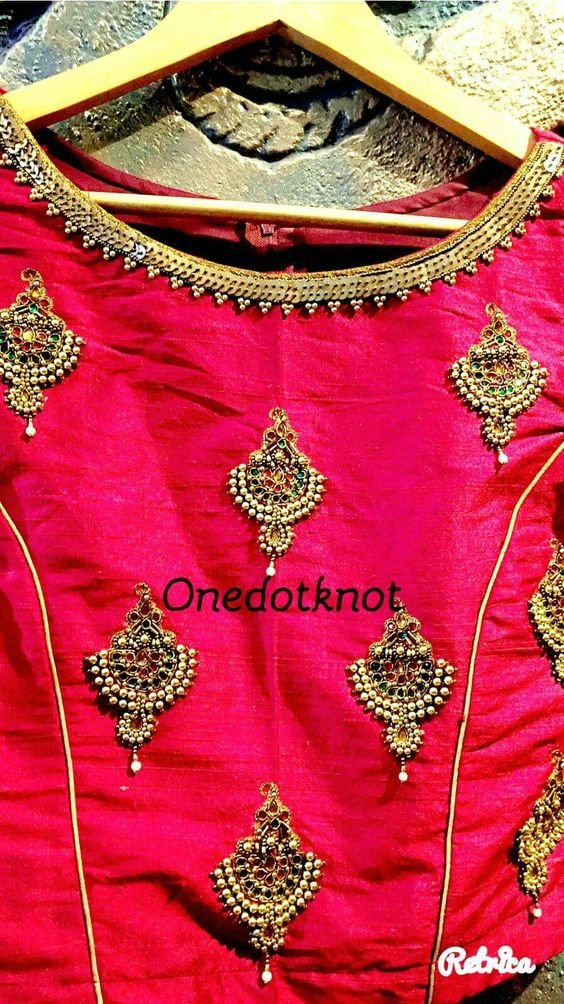 Jewellery embroidery for kurti,blouse and saree - Simple 