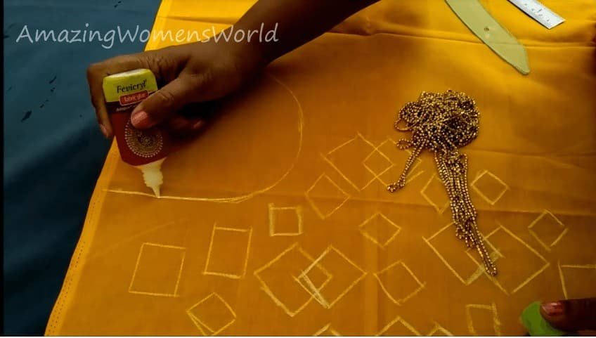  Hand ebroidery stone work designing on churidar