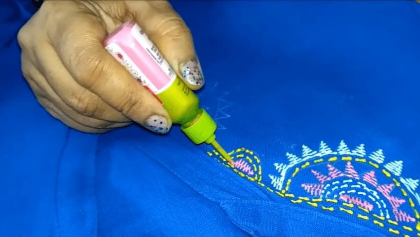 Liquid embroidery for kurthi neck